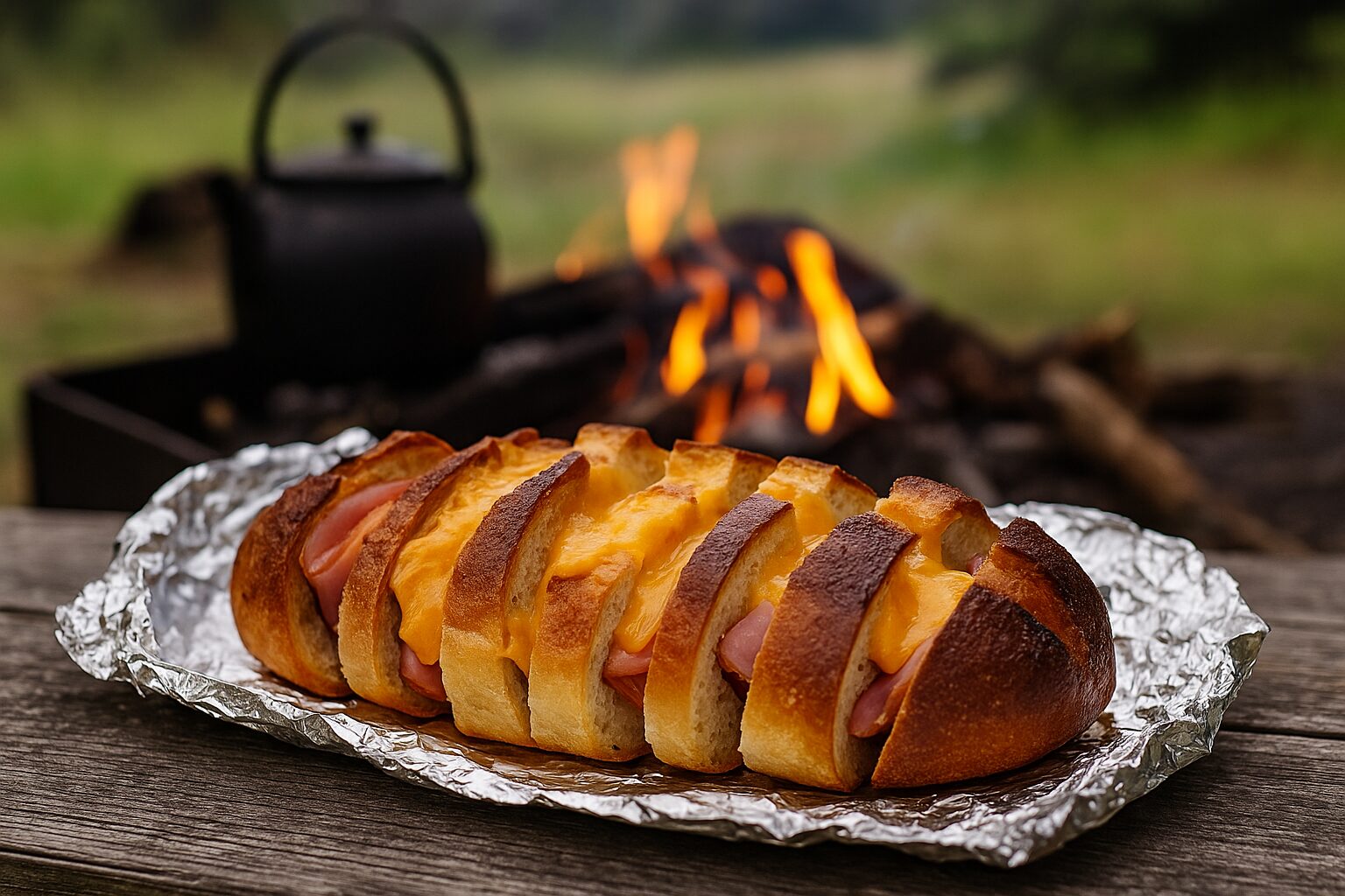 Campfire Ham & Cheese Bread